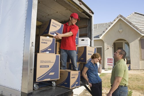 Boxes and furniture loaded into a truck for a Soho relocation