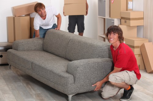 Commercial Soho movers organizing office equipment for transport